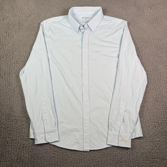 Rhone Shirt Mens L Blue Classic Fit Commuter Button Performance Italian Fabric - Picture 2 of 12